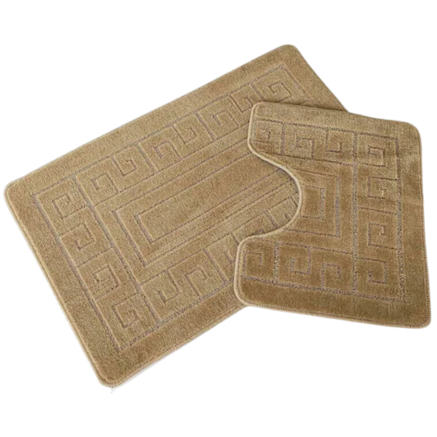 Ambience Products Bath and Toilet Mat Set New Greek Rug Non-slip Style 2 Piece Bath Mats for Bathroom Carpet (Aqua)