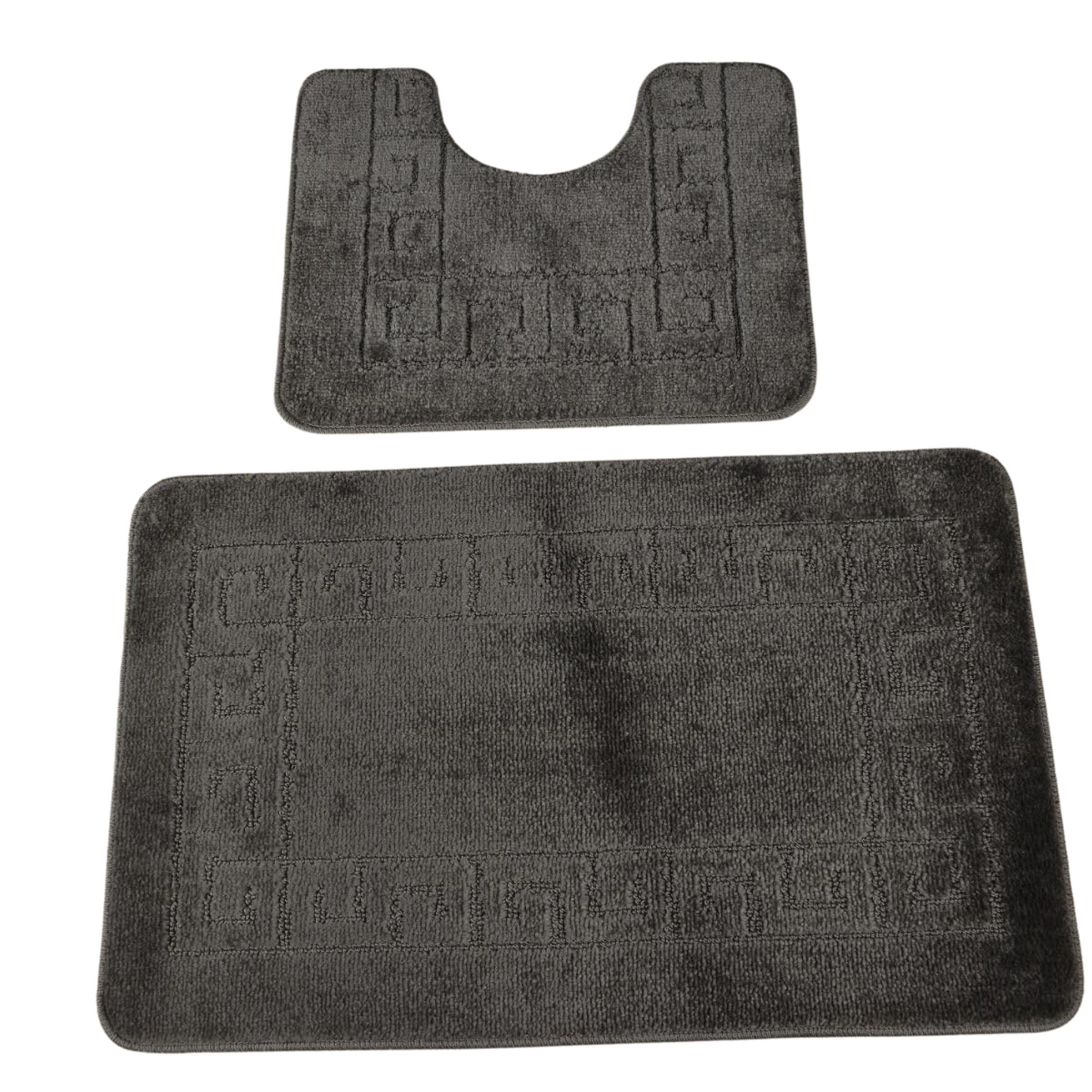 Ambience Products Bath and Toilet Mat Set New Greek Rug Non-slip Style 2 Piece Bath Mats for Bathroom Carpet (Aqua)