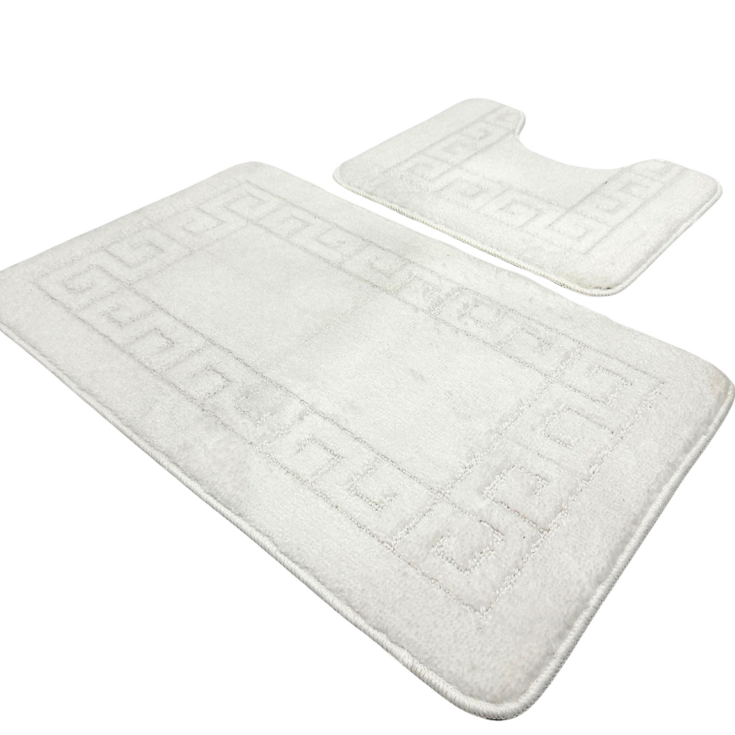 Ambience Products Bath and Toilet Mat Set New Greek Rug Non-slip Style 2 Piece Bath Mats for Bathroom Carpet (Aqua)