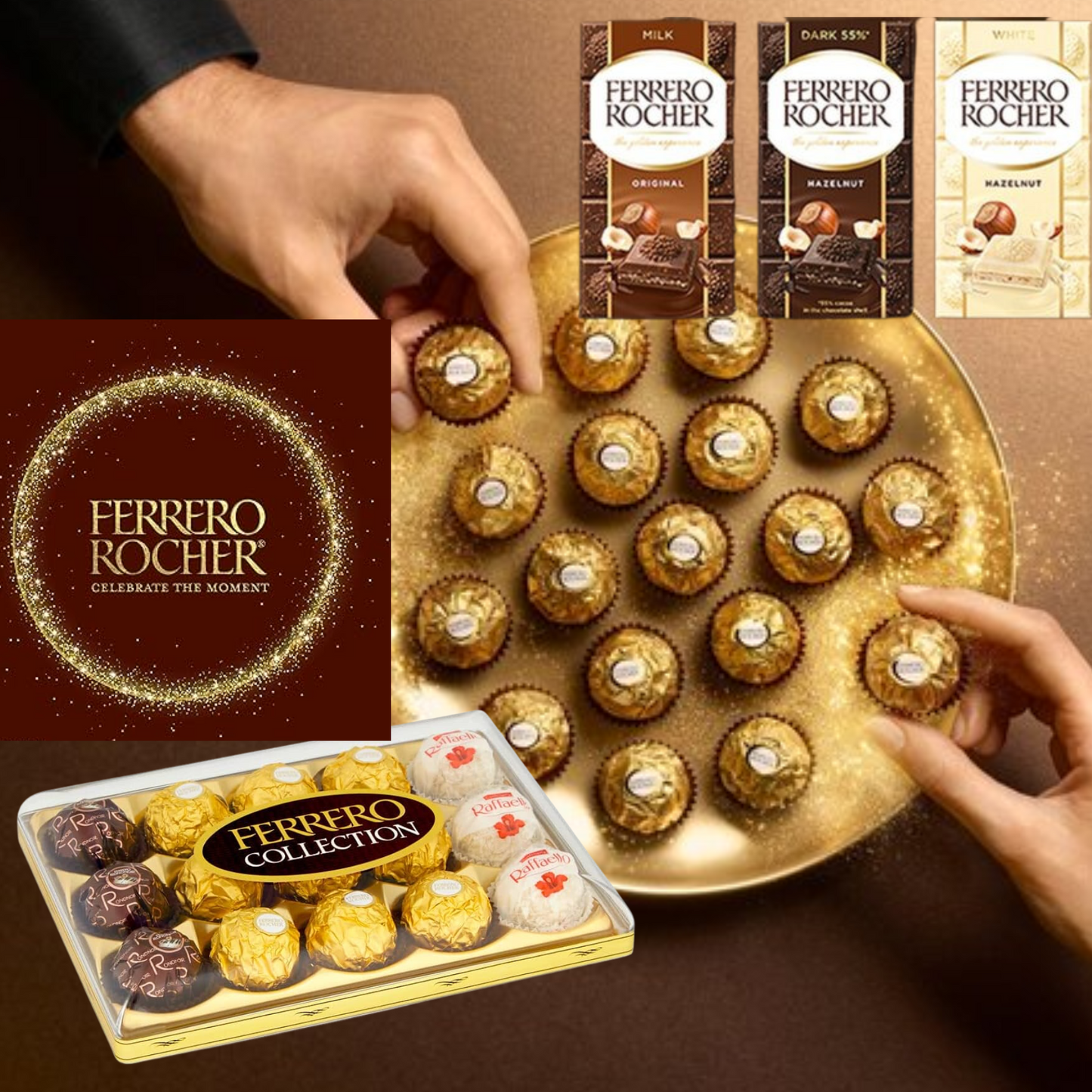 Ferrero Rocher Chocolate Gift Set Box Of Chocolate Milk Chocolate, White Chocolate, Dark Chocolate, Chocolate Gift & Classic 15 Pack Box | Luxury Chocolates Gift Box