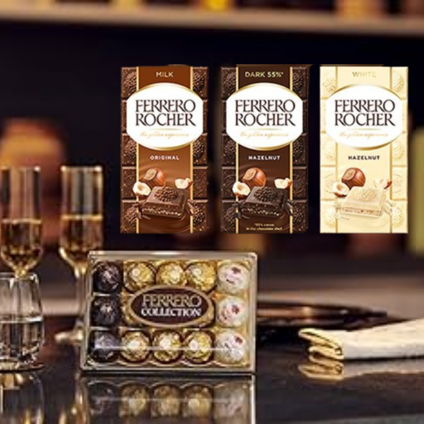 Ferrero Rocher Chocolate Gift Set Box Of Chocolate Milk Chocolate, White Chocolate, Dark Chocolate, Chocolate Gift & Classic 15 Pack Box | Luxury Chocolates Gift Box