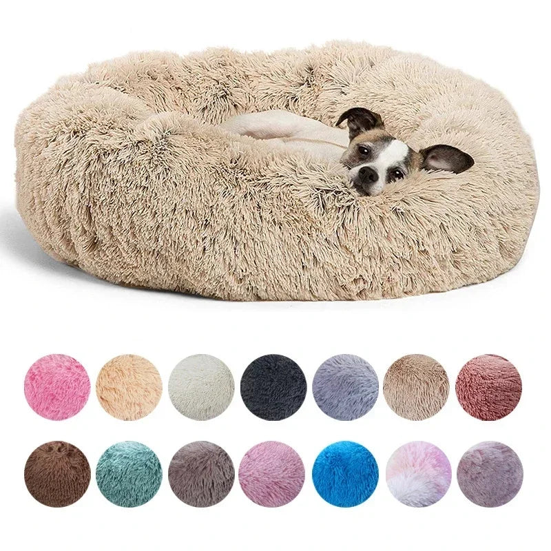 Fluffy Round Pet Bed for Small-Large Cat & Dog Bed Super Soft Cat Bed Long Plush House for House Winter Warm Sleeping Pet Perfect for Gifts