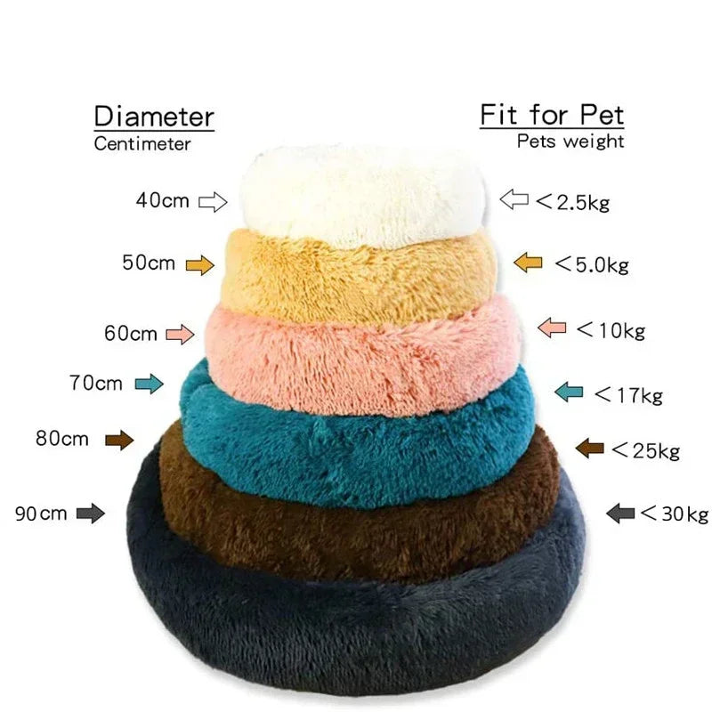 Fluffy Round Pet Bed for Small-Large Cat & Dog Bed Super Soft Cat Bed Long Plush House for House Winter Warm Sleeping Pet Perfect for Gifts