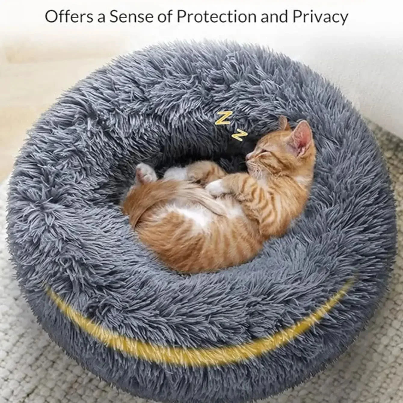 Fluffy Round Pet Bed for Small-Large Cat & Dog Bed Super Soft Cat Bed Long Plush House for House Winter Warm Sleeping Pet Perfect for Gifts